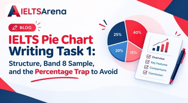 IELTS Pie Chart Writing Task 1: Structure, Band 8 Sample, and the Percentage Trap to Avoid
